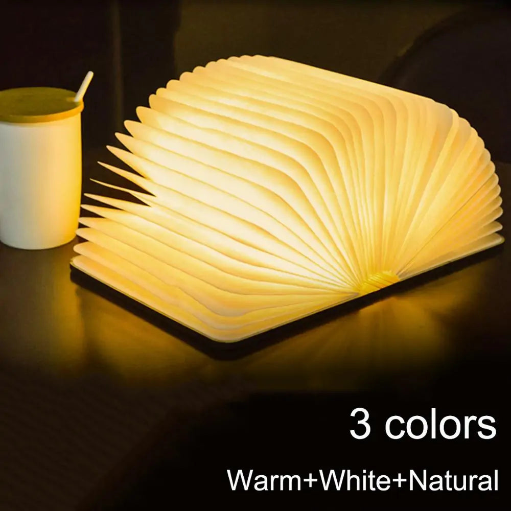 Portable 3D LED Book Night Light: Wooden