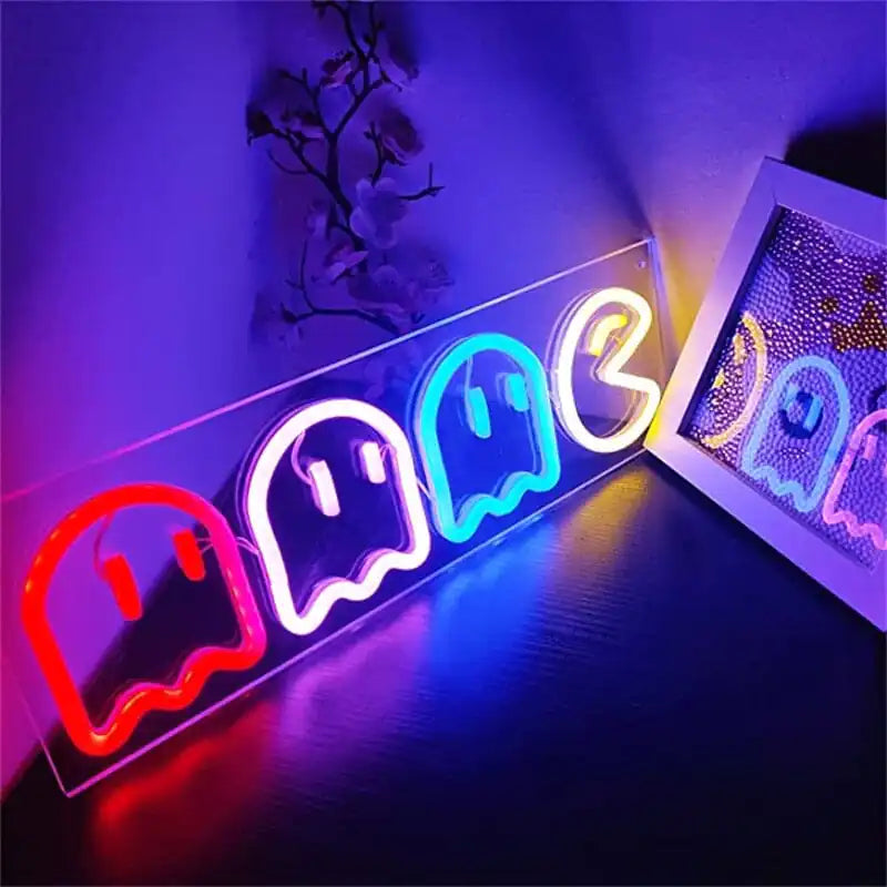 LED Neon Pac-Man and Ghosts